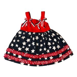 Blueberi Boulevard Top Dress Baby Girls 18 mo Red Blue USA Flag 4th Of July